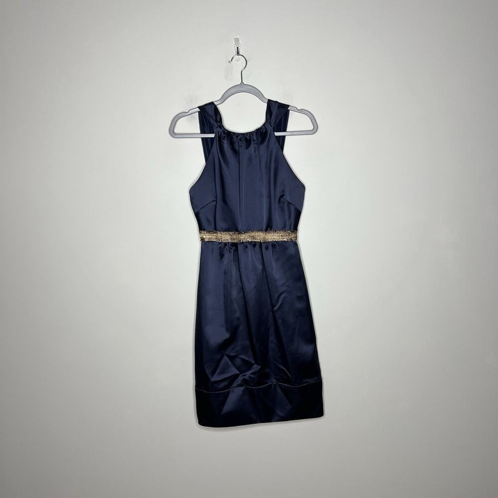 Vera Wang Maids Dress Womens Size 6 Blue Purple Satin Short Bridesmaid‎ Wedding